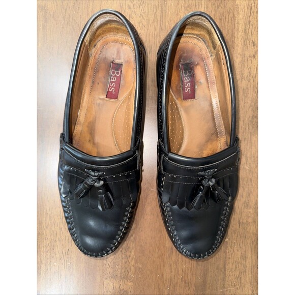 Bass Grammer Black Leather Tassel Kiltie Moc Toe Loafers Mens 9.5EE Wide Brazil main image 11